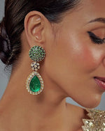 Vivinia by Vidhi Mehra Gold Plated Green Drop Kundan EarringsFabilicious Fashion