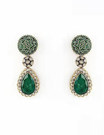 Vivinia by Vidhi Mehra Gold Plated Green Drop Kundan EarringsFabilicious Fashion