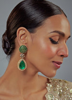 Vivinia by Vidhi Mehra Gold Plated Green Drop Kundan EarringsFabilicious Fashion