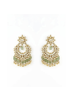 Vivinia by Vidhi Mehra Gold Plated Green Kundan And Pearl Chandbali EarringsFabilicious Fashion