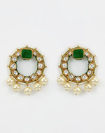 Vivinia by Vidhi Mehra Gold Plated Green Kundan And Pearl Drop EarringsFabilicious Fashion