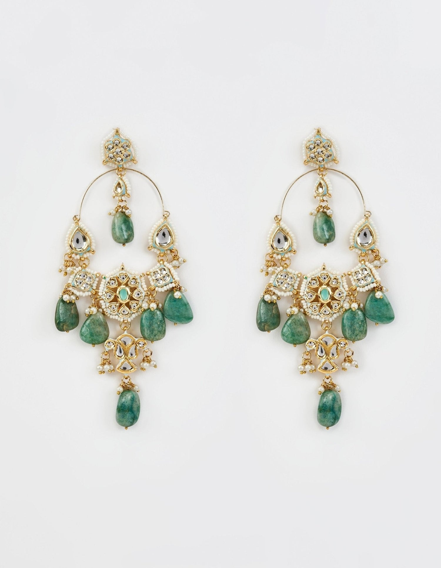 Vivinia by Vidhi Mehra Gold Plated Green Kundan And Polki Dangler EarringsFabilicious Fashion