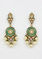 Vivinia by Vidhi Mehra Gold Plated Green Kundan Pearl Drop EarringsFabilicious Fashion