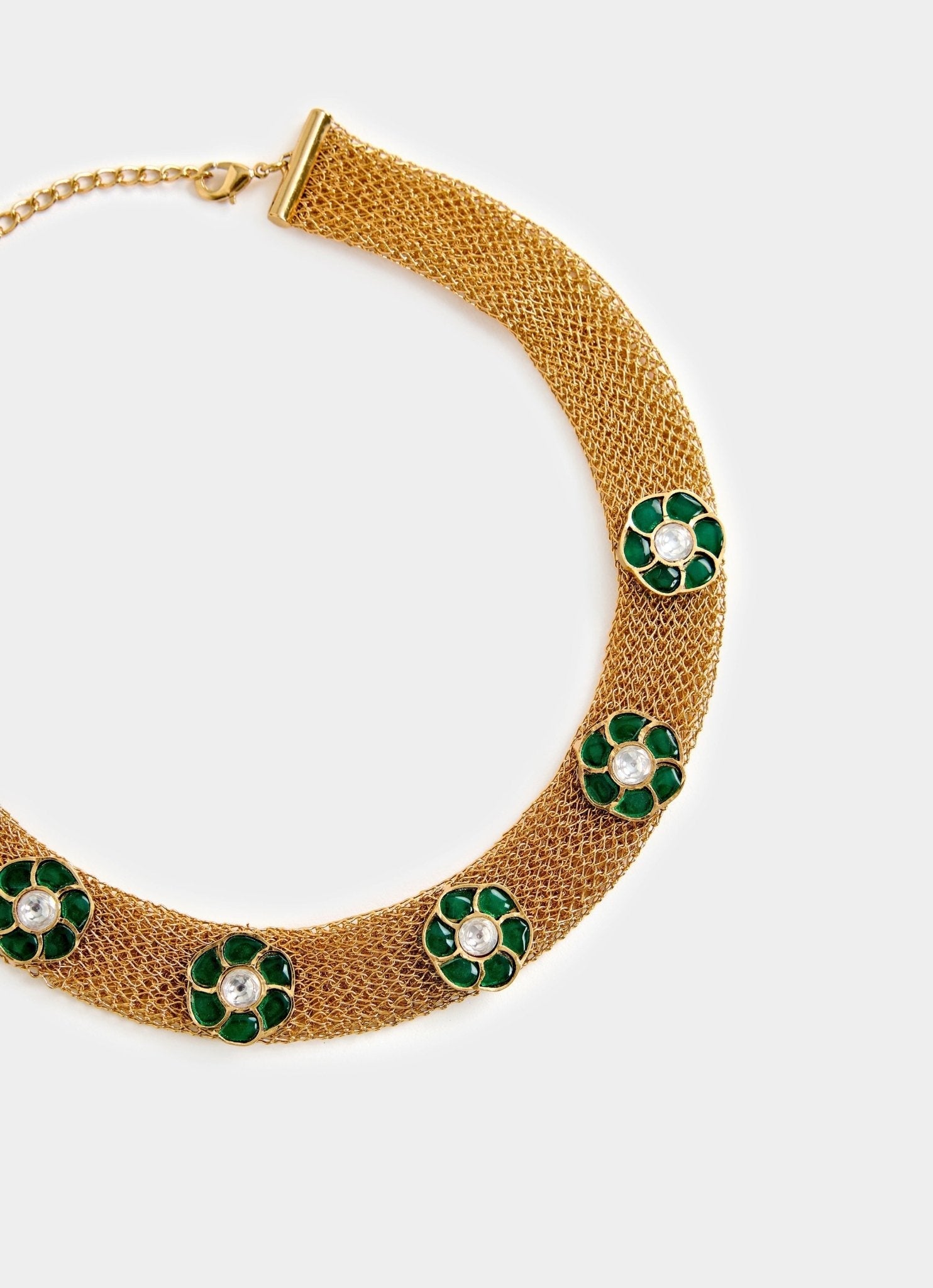 Vivinia by Vidhi Mehra Gold Plated Green Stone Choker SetFabilicious Fashion