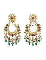 Vivinia by Vidhi Mehra Gold Plated Hoop Earrings With Mutlicolour StonesFabilicious Fashion