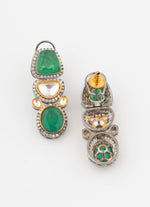 Vivinia by Vidhi Mehra Gold Plated Kundan And Green Stone Layered Necklace SetFabilicious Fashion