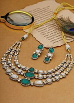 Vivinia by Vidhi Mehra Gold Plated Kundan And Green Stone Layered Necklace SetFabilicious Fashion