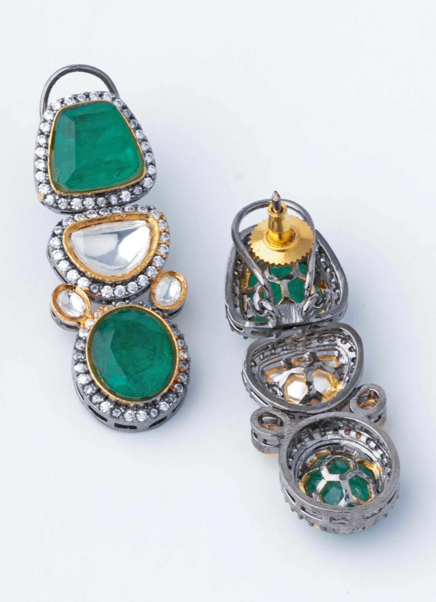 Vivinia by Vidhi Mehra Gold Plated Kundan And Green Stone Layered Necklace SetFabilicious Fashion