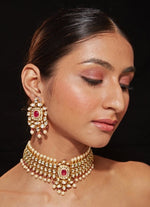 Vivinia by Vidhi Mehra Gold Plated Kundan And Red Stone Choker SetFabilicious Fashion