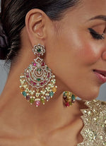 Vivinia by Vidhi Mehra Gold Plated Multi Kundan Danglers EarringsFabilicious Fashion