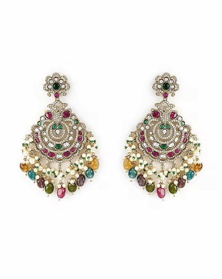 Vivinia by Vidhi Mehra Gold Plated Multi Kundan Danglers EarringsFabilicious Fashion