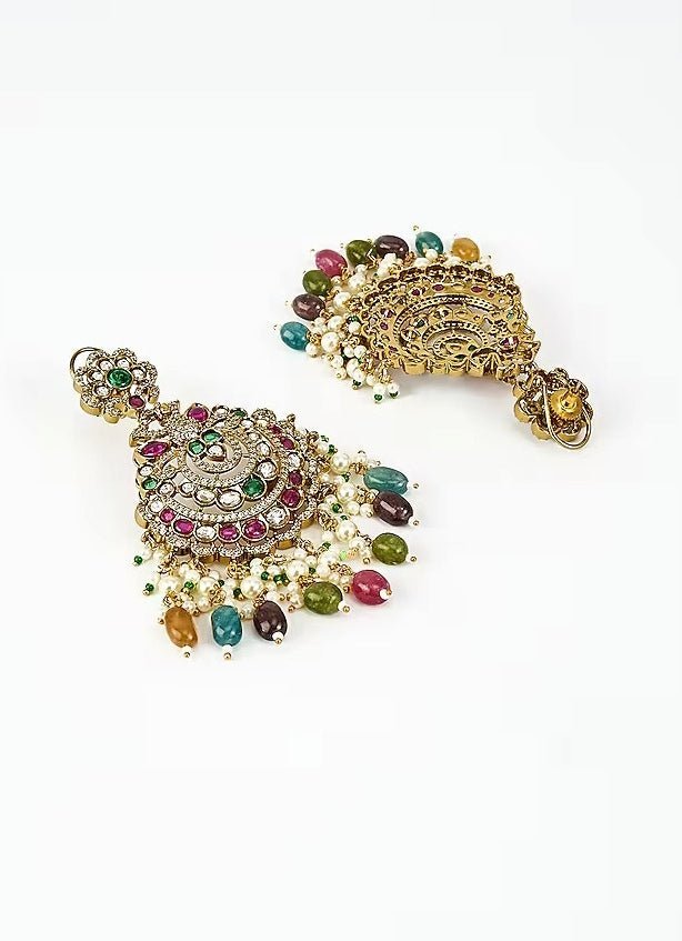 Vivinia by Vidhi Mehra Gold Plated Multi Kundan Danglers EarringsFabilicious Fashion