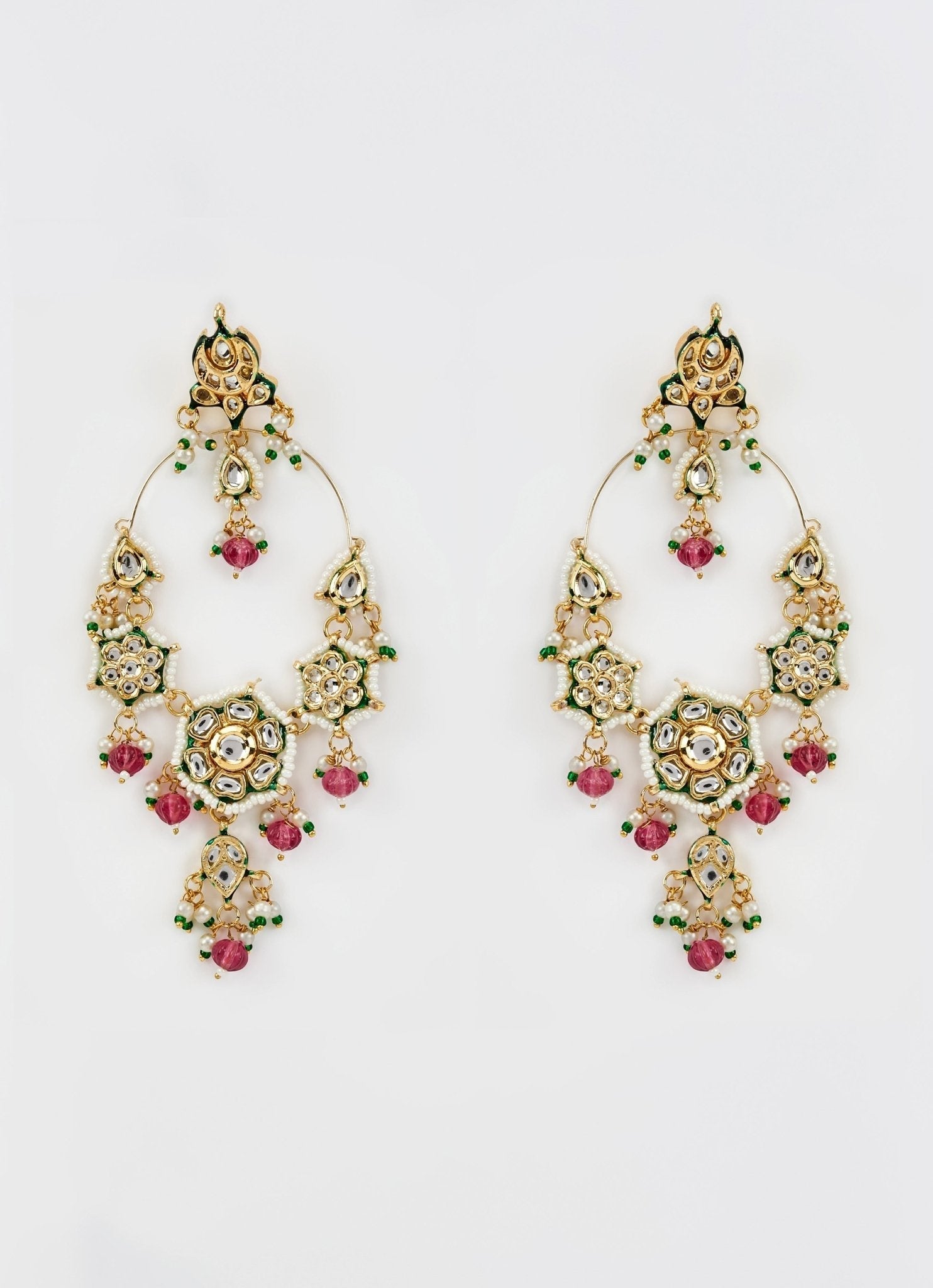 Vivinia by Vidhi Mehra Gold Plated Multi Stone Kundan And Polki ChandbalisFabilicious Fashion