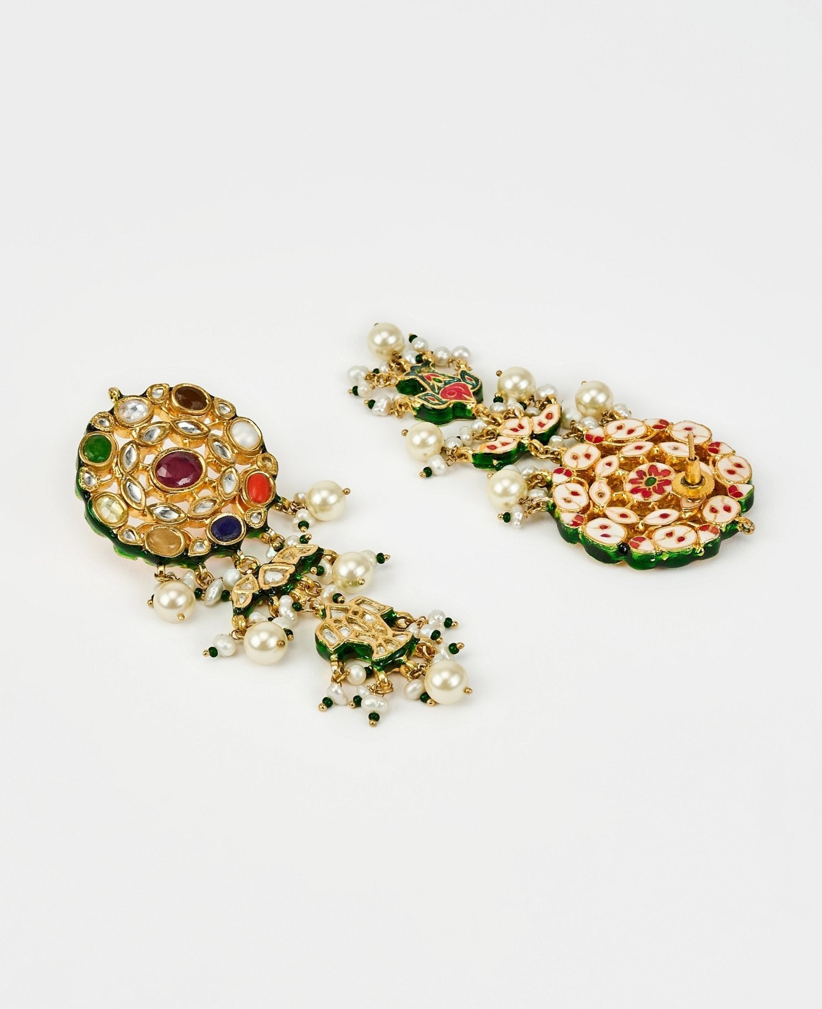 Vivinia by Vidhi Mehra Gold Plated Multi Stone Kundan Drop EarringsFabilicious Fashion