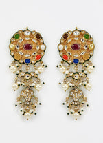 Vivinia by Vidhi Mehra Gold Plated Multi Stone Kundan Drop EarringsFabilicious Fashion