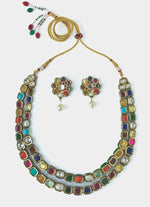 Vivinia by Vidhi Mehra Gold Plated Multicolour Synthetic Stone Necklace SetFabilicious Fashion