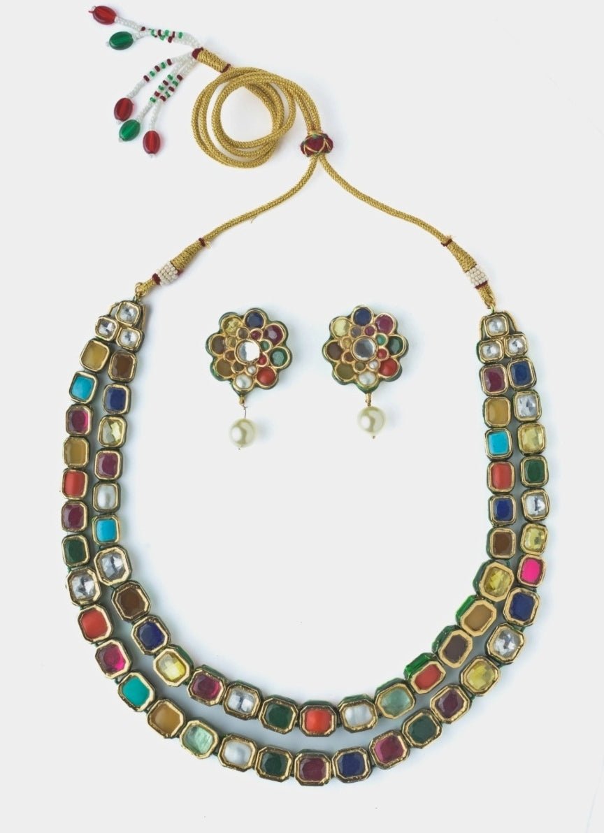 Vivinia by Vidhi Mehra Gold Plated Multicolour Synthetic Stone Necklace SetFabilicious Fashion