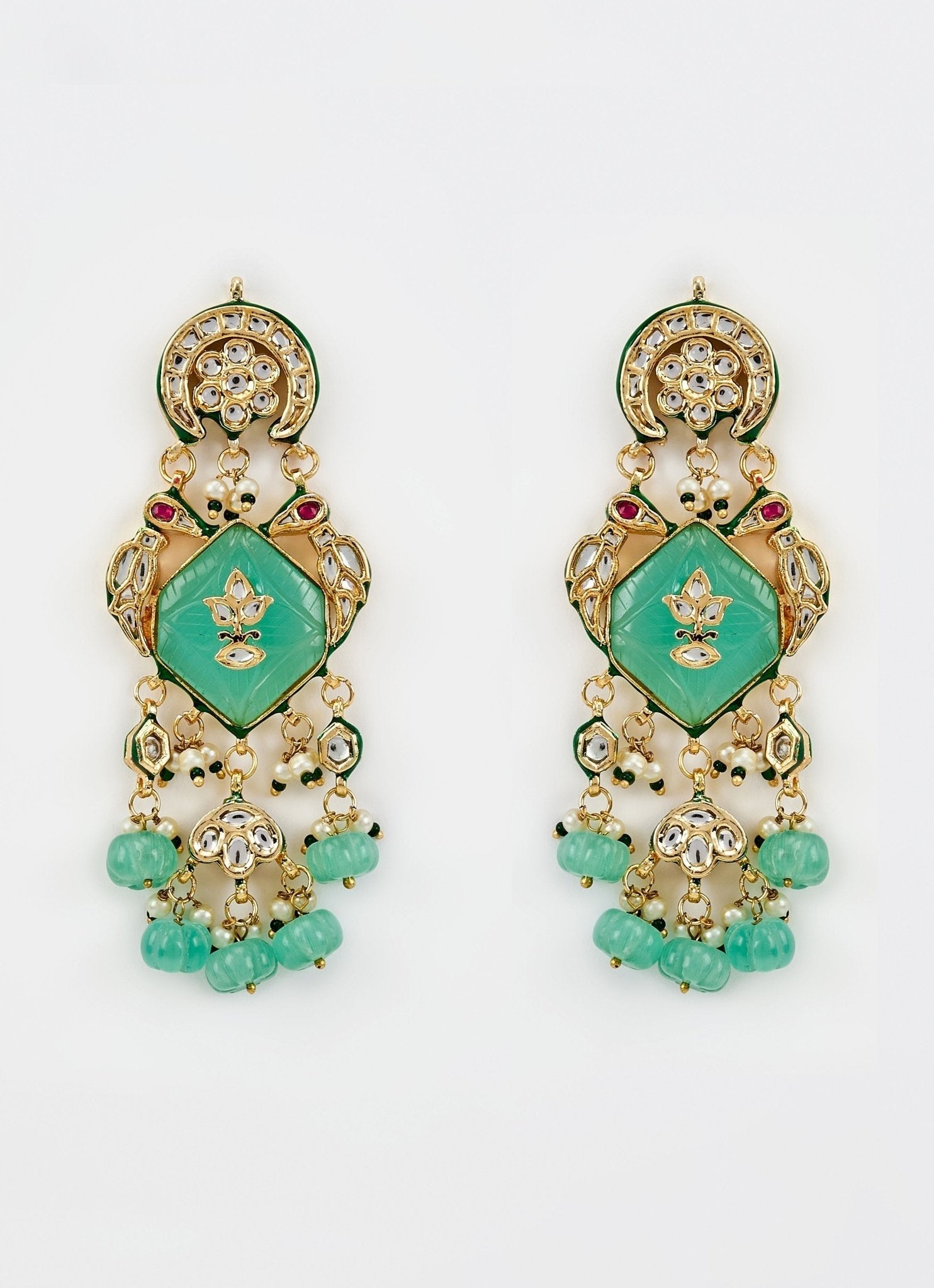 Vivinia by Vidhi Mehra Gold Plated Pastel Stone And Kundan EarringsFabilicious Fashion