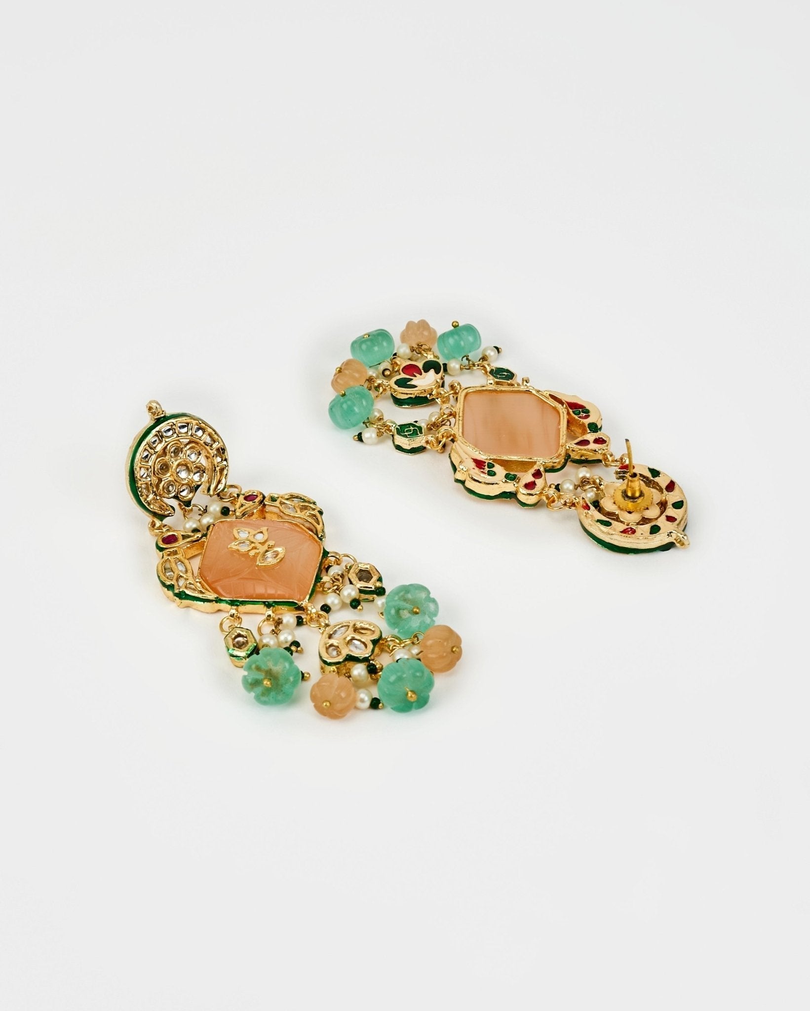 Vivinia by Vidhi Mehra Gold Plated Pastel Stone Pearl And Kundan EarringsFabilicious Fashion