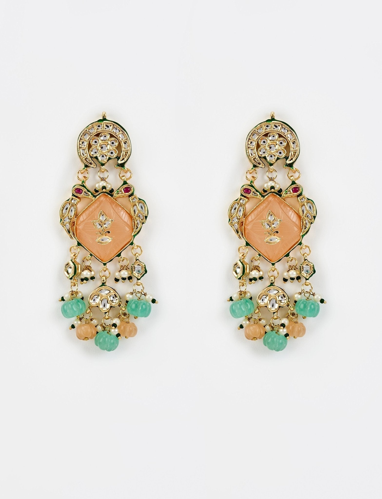 Vivinia by Vidhi Mehra Gold Plated Pastel Stone Pearl And Kundan EarringsFabilicious Fashion