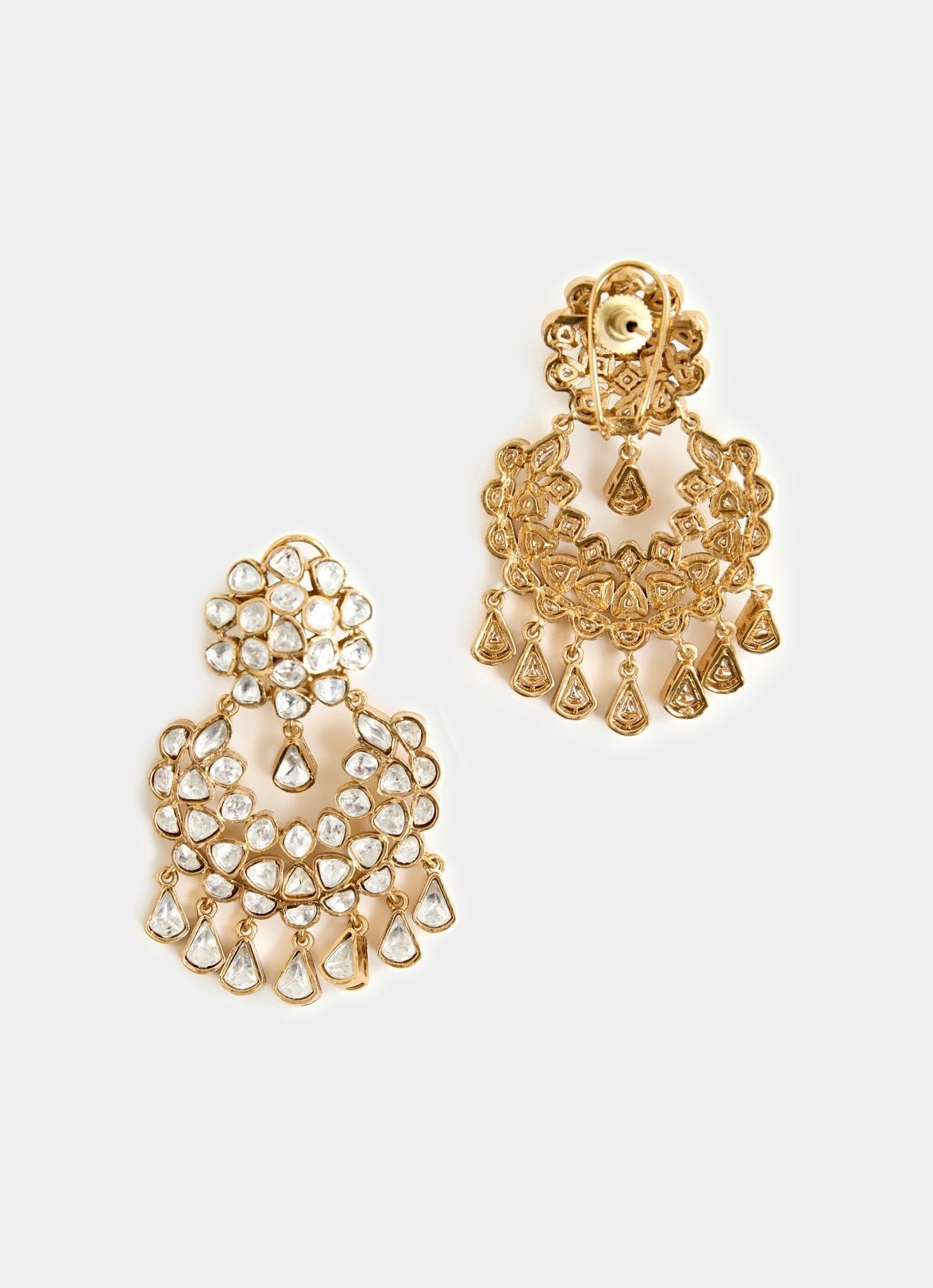 Vivinia by Vidhi Mehra Gold Plated Pearl And Stone Chandelier EarringsFabilicious Fashion