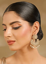 Vivinia by Vidhi Mehra Gold Plated Pearl And Stone Chandelier EarringsFabilicious Fashion