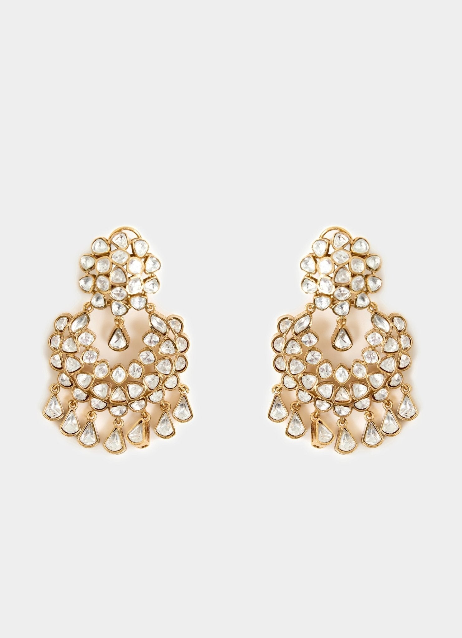 Vivinia by Vidhi Mehra Gold Plated Pearl And Stone Chandelier EarringsFabilicious Fashion