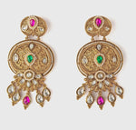 Vivinia by Vidhi Mehra Gold Plated Pink And Green Beaded Chandbali EarringsFabilicious Fashion