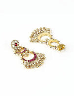 Vivinia by Vidhi Mehra Gold Plated Pink Beaded Kundan Chandbali EarringsFabilicious Fashion