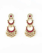 Vivinia by Vidhi Mehra Gold Plated Pink Beaded Kundan Chandbali EarringsFabilicious Fashion