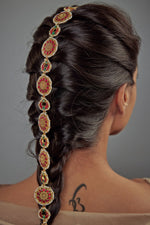 Vivinia by Vidhi Mehra Gold Plated Red And Green Beaded Kundan Matha PattiFabilicious Fashion