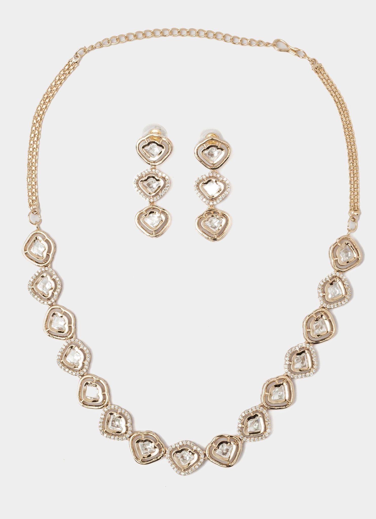 Vivinia by Vidhi Mehra Gold Plated White Diamond Short Necklace SetFabilicious Fashion