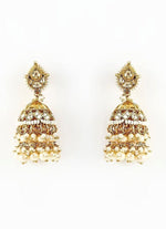 Vivinia by Vidhi Mehra Gold Plated White Kundan And Polki Jhumkas EarringsFabilicious Fashion