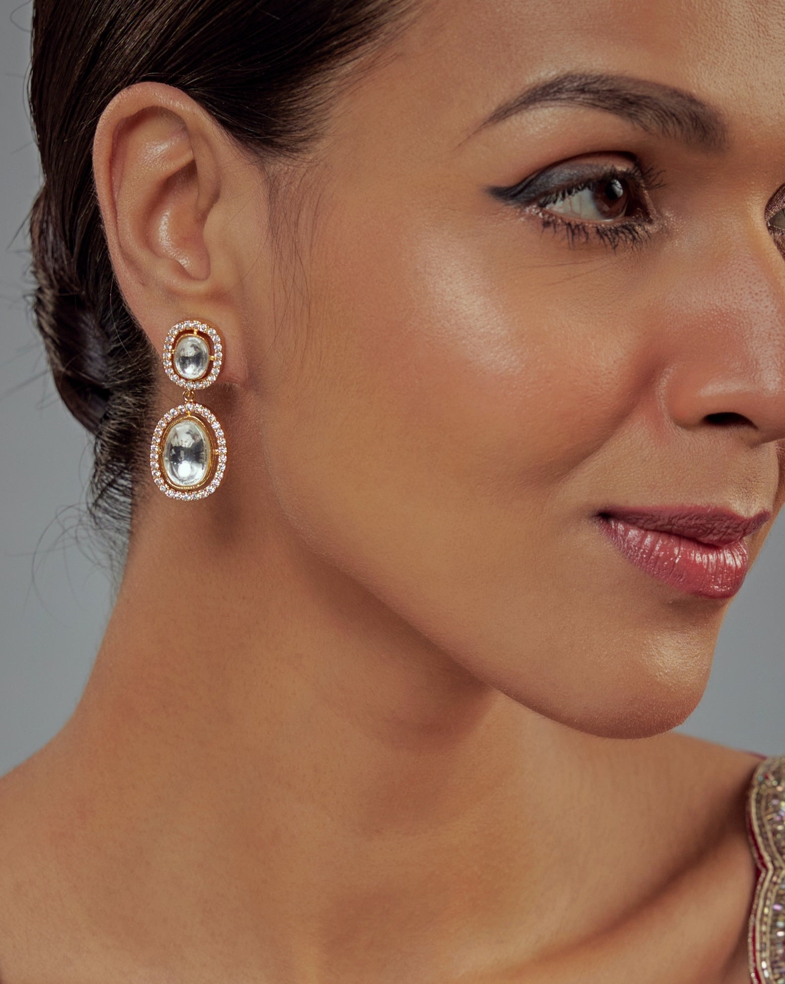 Vivinia by Vidhi Mehra Gold Plated White Kundan Danglers EarringsFabilicious Fashion