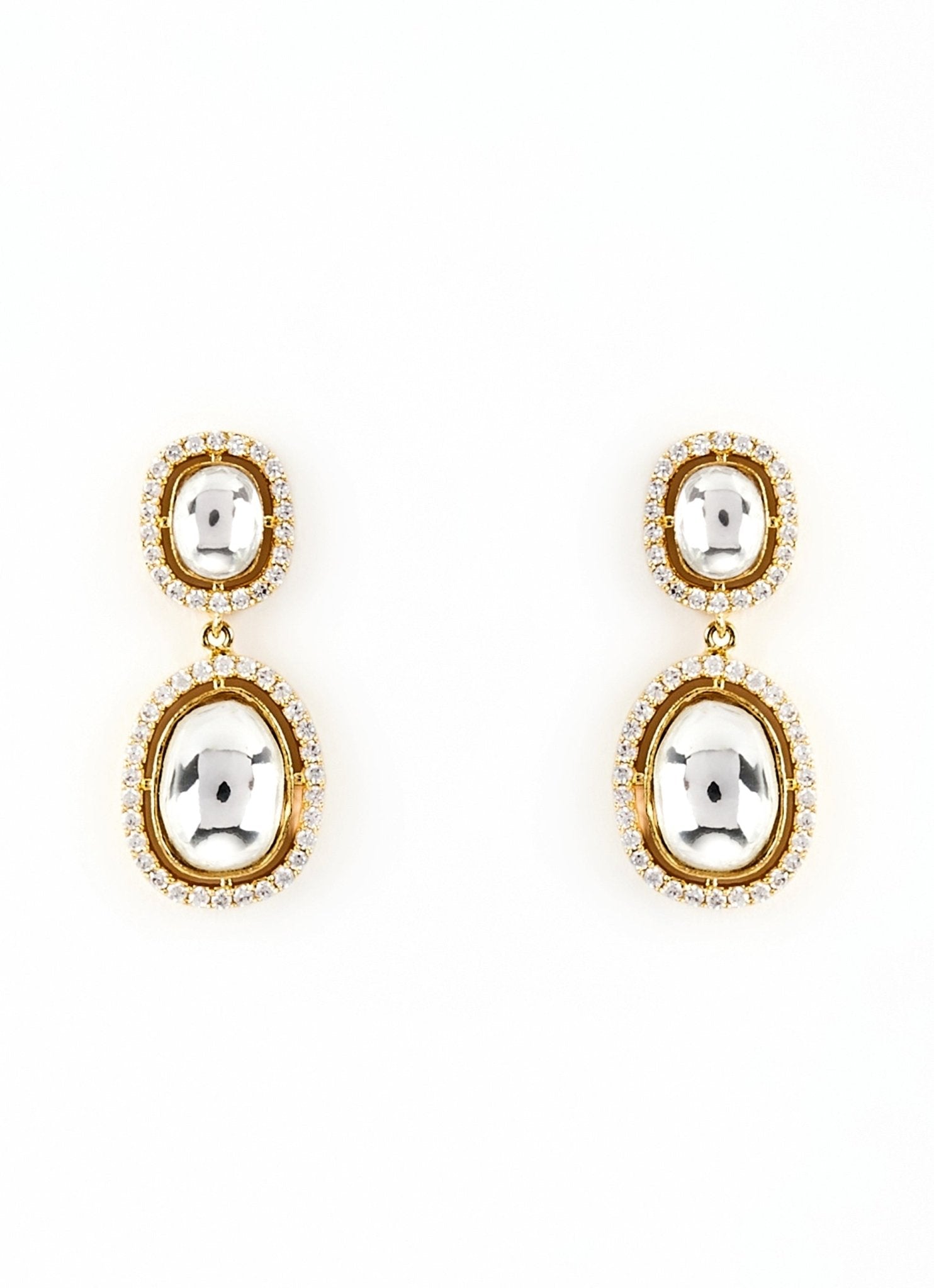 Vivinia by Vidhi Mehra Gold Plated White Kundan Danglers EarringsFabilicious Fashion