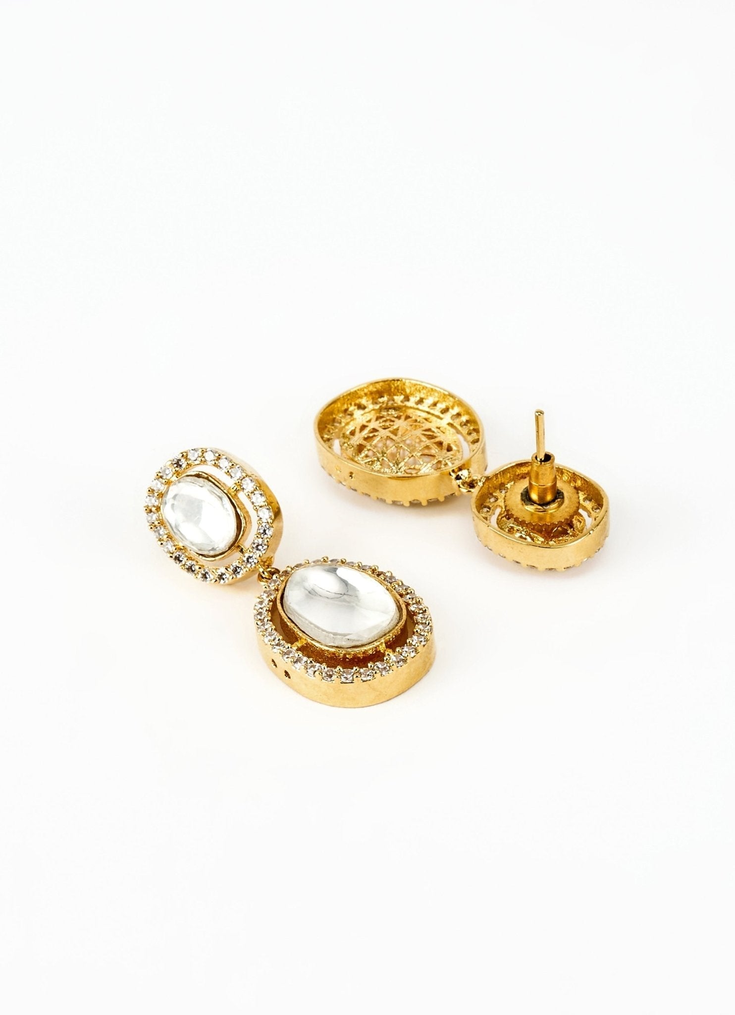 Vivinia by Vidhi Mehra Gold Plated White Kundan Danglers EarringsFabilicious Fashion