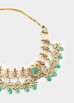 Vivinia by Vidhi Mehra Gold Tone And Green Beads Choker Necklace SetFabilicious Fashion