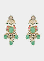 Vivinia by Vidhi Mehra Gold Tone And Green Beads Choker Necklace SetFabilicious Fashion