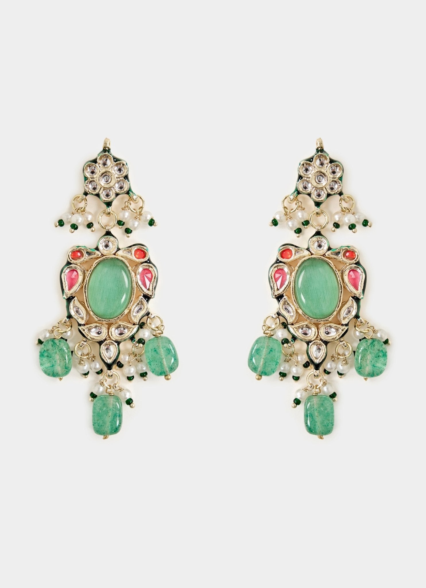 Vivinia by Vidhi Mehra Gold Tone And Green Beads Choker Necklace SetFabilicious Fashion