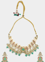 Vivinia by Vidhi Mehra Gold Tone And Green Beads Choker Necklace SetFabilicious Fashion