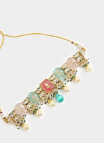 Vivinia by Vidhi Mehra Gold Tone Multicolor Stone Choker Necklace SetFabilicious Fashion
