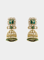Vivinia by Vidhi Mehra Gold Tone Pink And Green Jhumka EarringsFabilicious Fashion