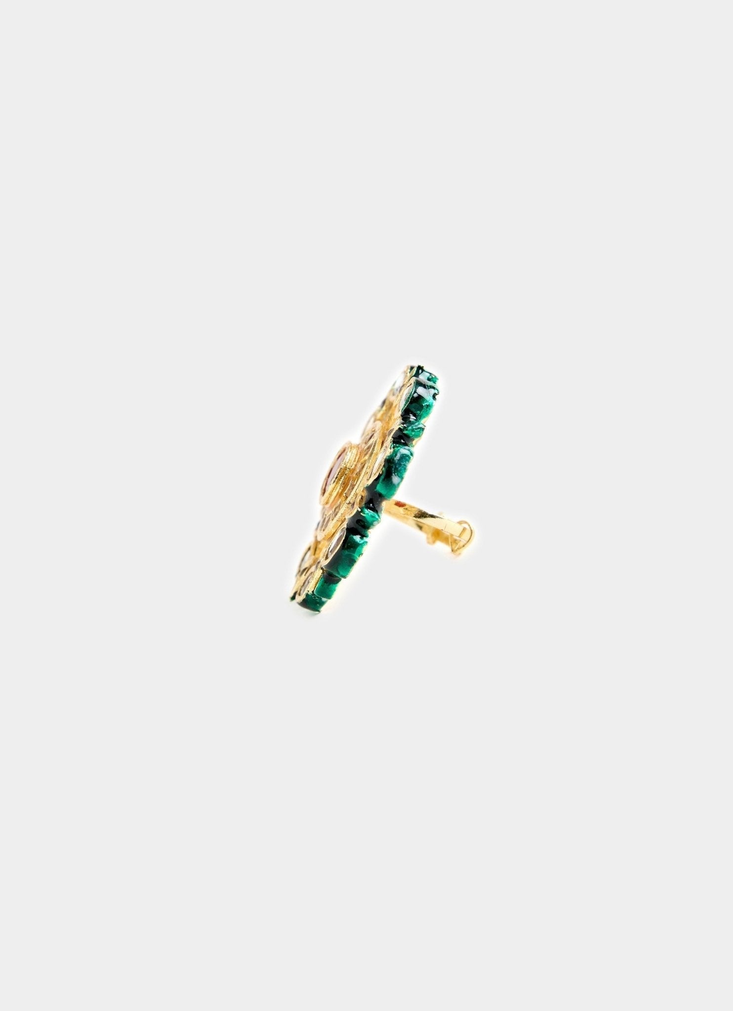 Vivinia by Vidhi Mehra Gold Tone Statement Ring With Red Stone And KundanFabilicious Fashion