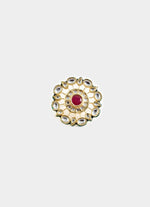 Vivinia by Vidhi Mehra Gold Tone Statement Ring With Red Stone And KundanFabilicious Fashion