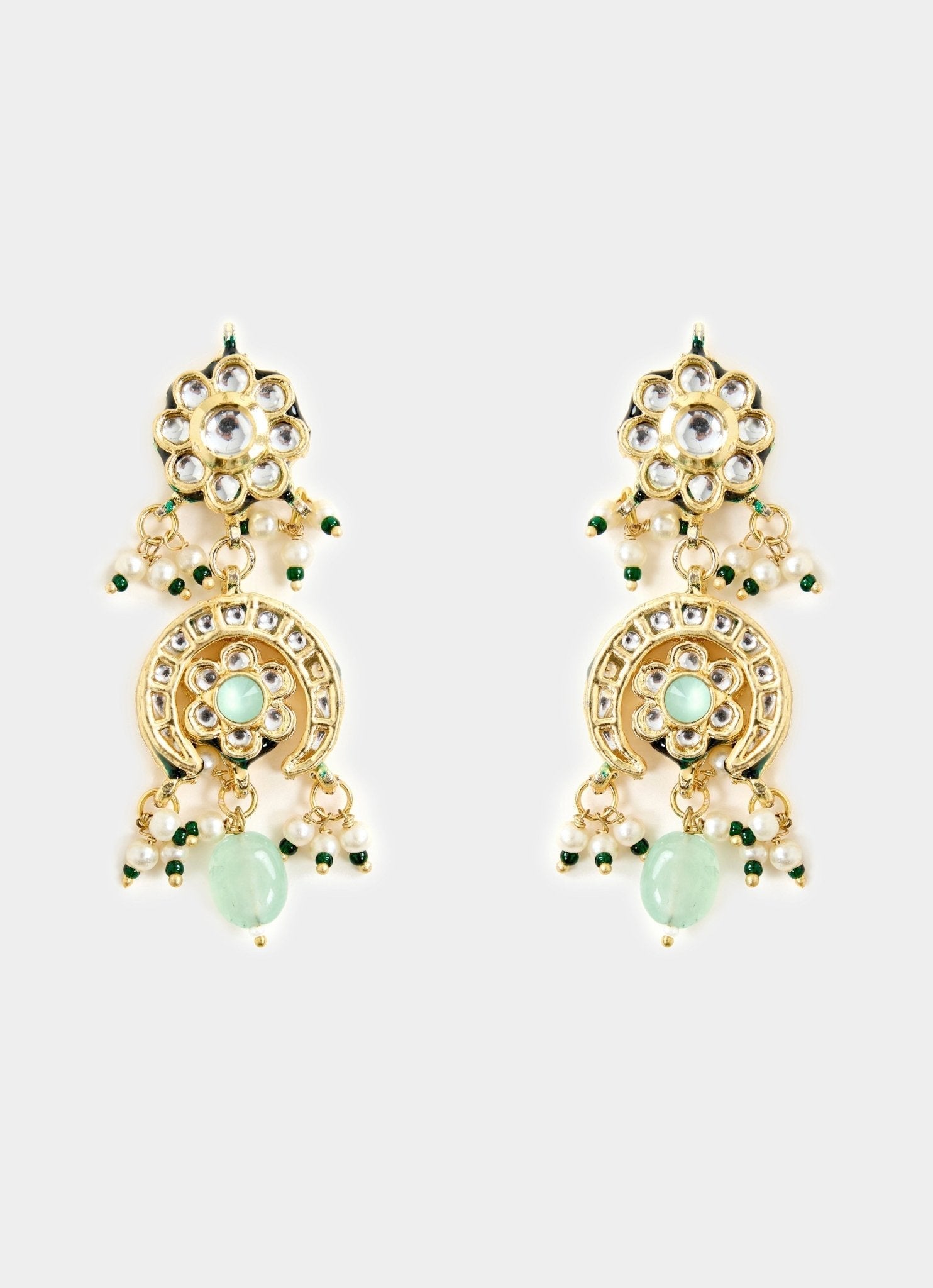 Vivinia by Vidhi Mehra Gold Toned Green Layered Pearl Necklace SetFabilicious Fashion