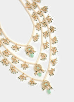 Vivinia by Vidhi Mehra Gold Toned Green Layered Pearl Necklace SetFabilicious Fashion
