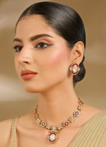 Vivinia by Vidhi Mehra Gold Toned Polki Necklace Set With Matching StudsFabilicious Fashion