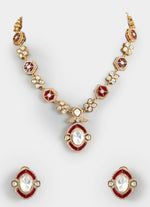 Vivinia by Vidhi Mehra Gold Toned Polki Necklace Set With Matching StudsFabilicious Fashion