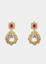 Vivinia by Vidhi Mehra Gold Toned Teardrop Stone Statement EarringsFabilicious Fashion