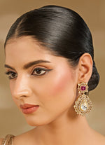 Vivinia by Vidhi Mehra Gold Toned Teardrop Stone Statement EarringsFabilicious Fashion